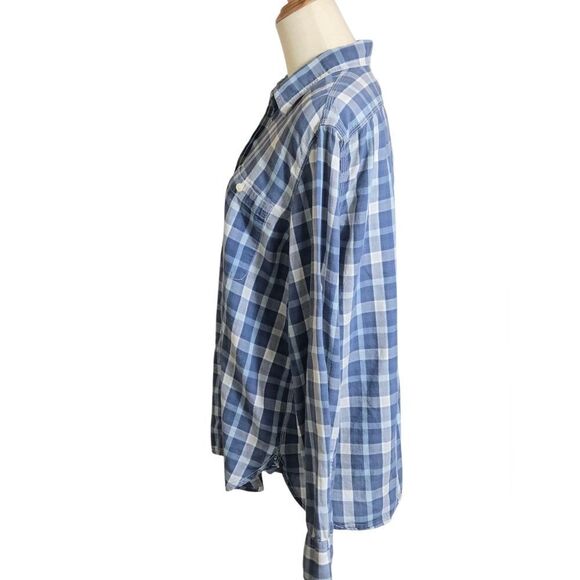 Lauren Ralph Lauren Blue and White Plaid Button-Up Shirt - Picture 5 of 6